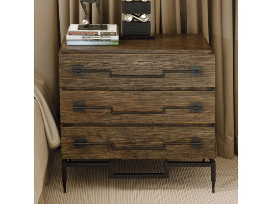 Drawer 3-Drawer Black Mango Wood Chest Nightstand