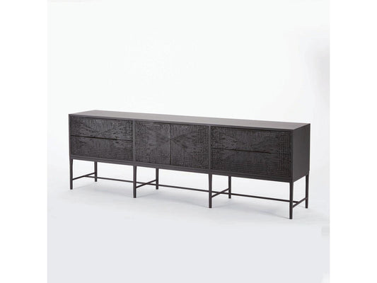 Kyoto 86-Inch Black Gmelina Wood Media Cabinet