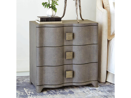Toile 3-Drawer Linen Wrapped Bedside Chest in Gray