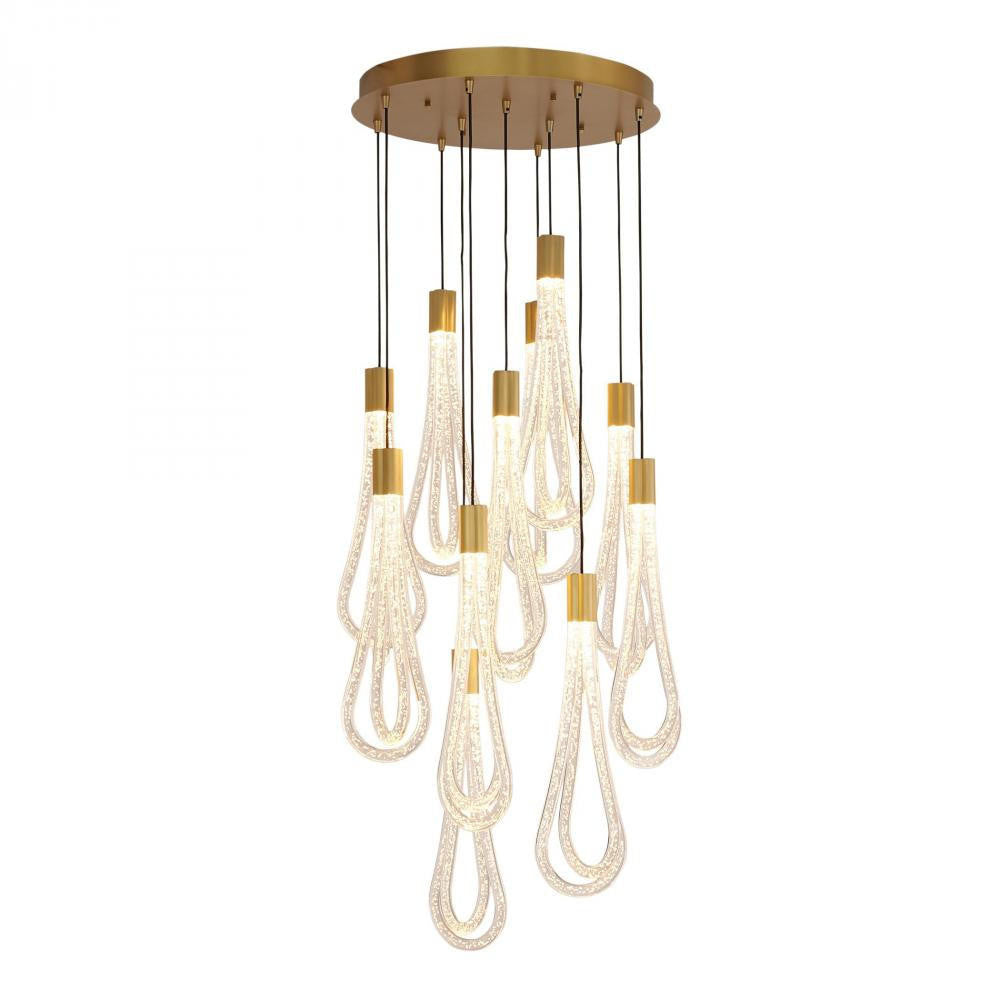Round Layered Raindrop LED Chandelier