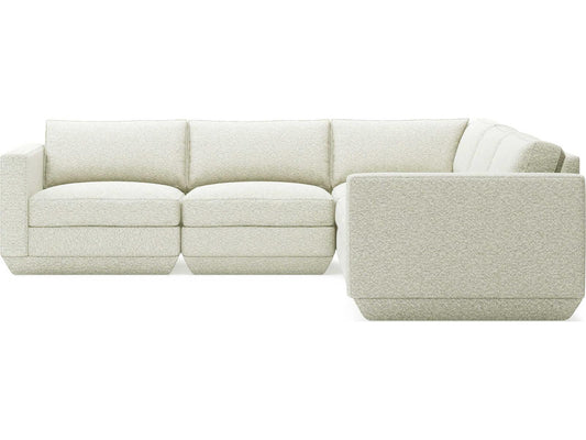 Podium Modular Sectional Sofa in White Cocoon Pearl Fabric