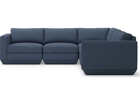 Podium 5-Piece Modular Upholstered Sectional Sofa in Hannah Navy