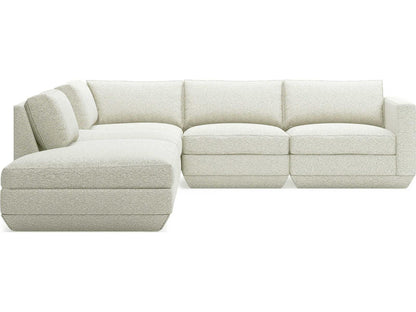 Podium 5-Piece Modular Sectional Sofa in White COPFOS Fabric Left Facing
