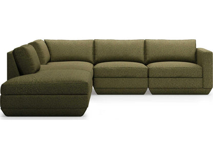 Podium 5-Piece Corner Modular Sectional Sofa Green Performance Fabric