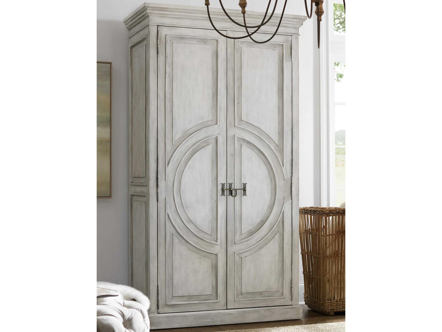 Boheme Bilzen Wardrobe in Whitewash with Merion Blue Interior