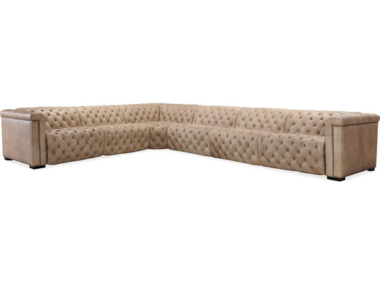 Savion Grandier 6-Piece Power Reclining Sectional Sofa in Giovanni Taupe Leather