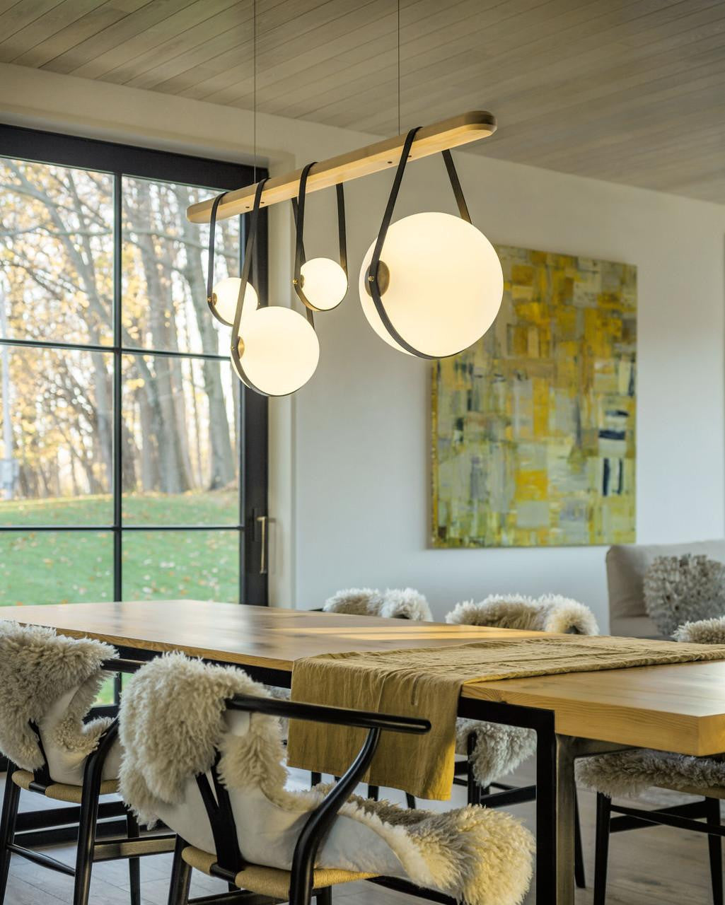 Derby Pendant, 4-Light, Standard Height, LED, Black, Opal Glass, 15.5"W (131043-LED-STND-10-27-LK-WD-GG0702 5D3KKE)