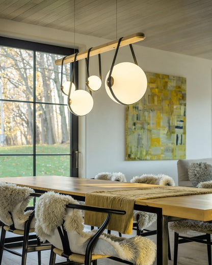 Derby Pendant, 4-Light, Standard Height, LED, Black, Opal Glass, 15.5"W (131043-LED-STND-10-27-LK-WD-GG0702 5D3KKE)