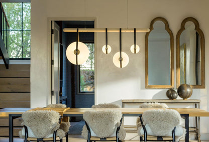 Derby Pendant, 4-Light, Standard Height, LED, Black, Opal Glass, 15.5"W (131043-LED-STND-10-27-LK-WD-GG0702 5D3KKE)