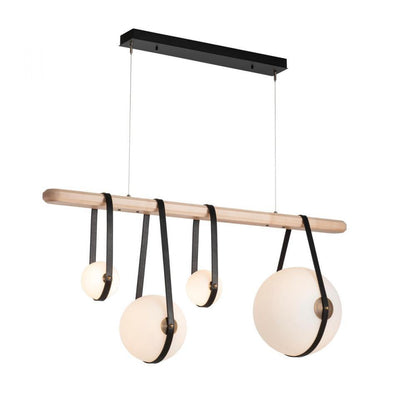 Derby Pendant, 4-Light, Standard Height, LED, Black, Opal Glass, 15.5"W (131043-LED-STND-10-27-LK-WD-GG0702 5D3KKE)