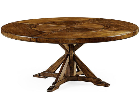 Casual Accents 72-Inch Round Wood Dining Table in Country Farmhouse Walnut