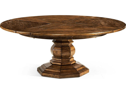 JC Casual 59 Inch Round Extendable Dining Table in Country Walnut