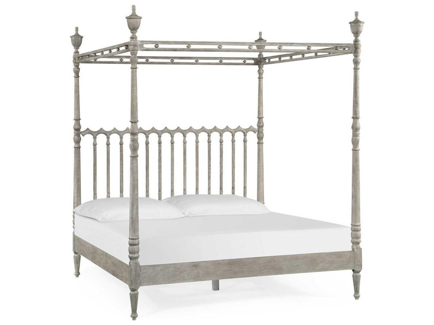 William Yeoward Collected Greyed Oak Wood King Poster Bed