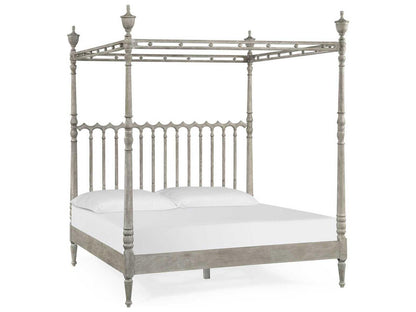 William Yeoward Collected Greyed Oak Wood King Poster Bed