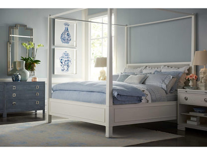 Andrea King Poster Bed in Sugar White Ash Wood with Removable Canopy