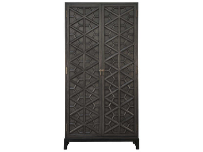 Maharadscha Pale Mahogany Wood Hutch Cabinet with Matte Black Base
