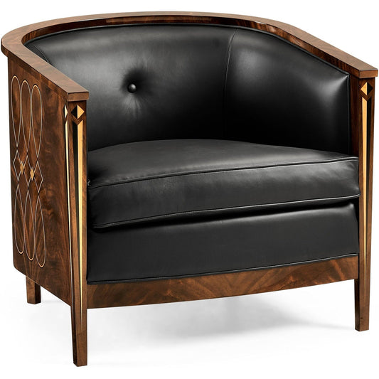 Jonathan Charles Knightbridge Tub Chair with Black Leather (495196-BMA-L012)