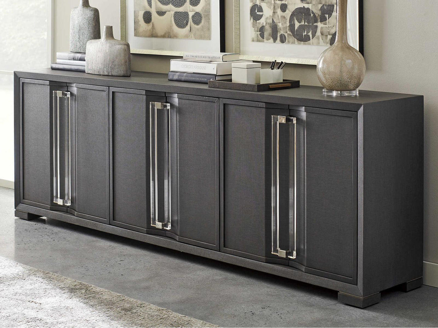 Studio Designs Anthology Linen Long Media Console in Gray