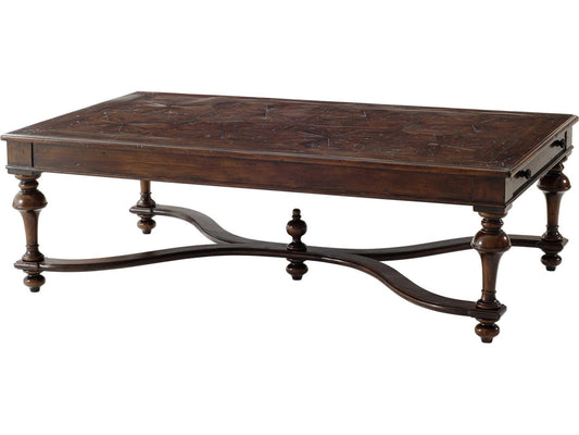 The Rustic Parquetry Rectangle Cocktail Table with Drawers