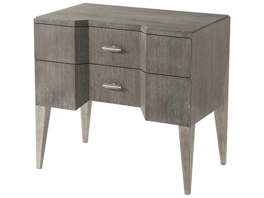 Mavericks Bay Cerused Oak 2-Drawer Nightstand with Pewter Legs