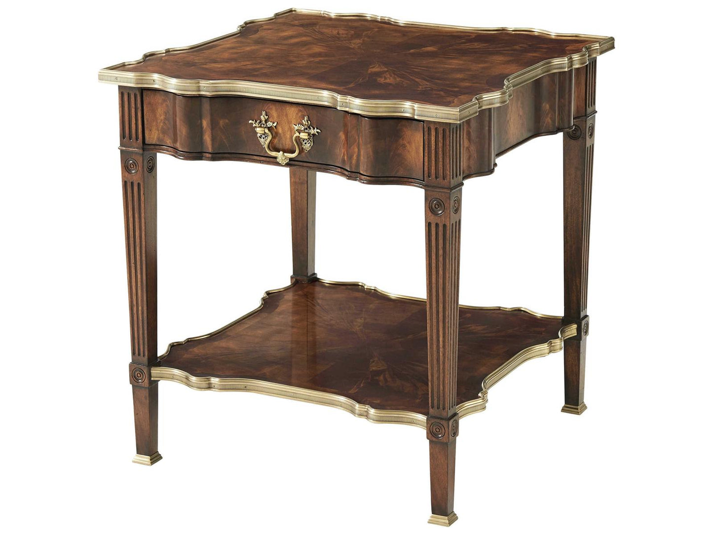 Grand Manner Side Table in Ramsey Mahogany and Brass