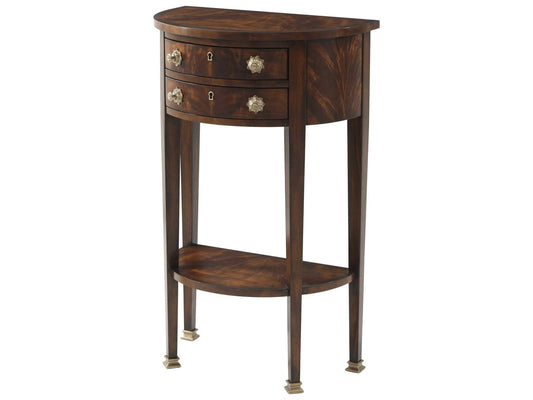 Replica Collection Demi Lune Console Table in Mahogany with Brass Accents