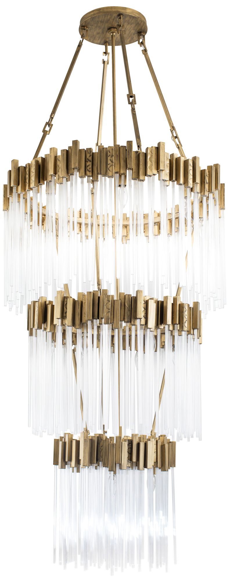Varaluz Matrix 30"W Havana Gold and Fluted Glass Chandelier