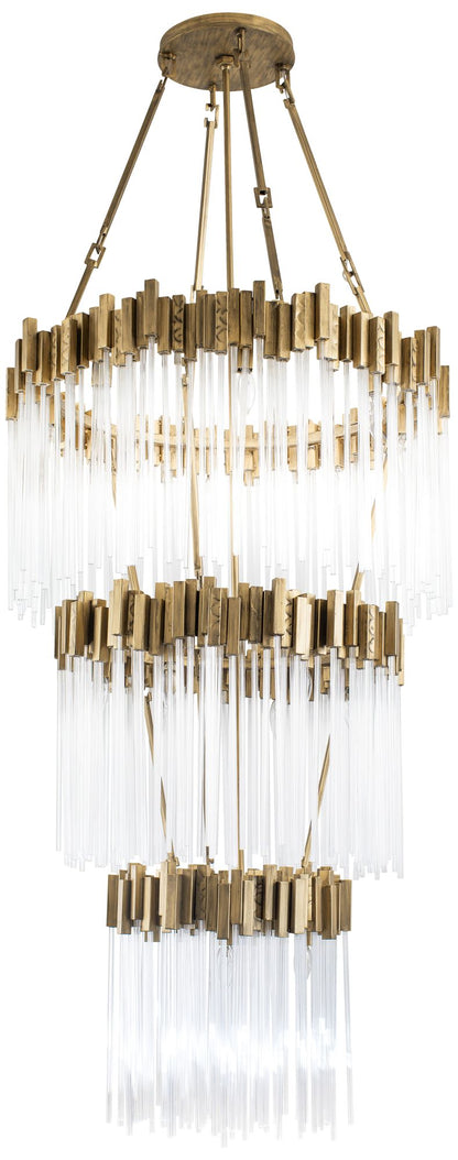 Varaluz Matrix 30"W Havana Gold and Fluted Glass Chandelier