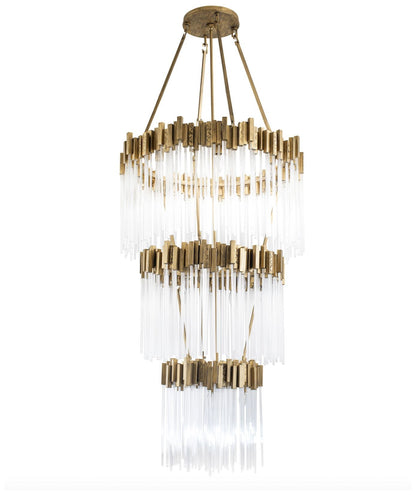 Varaluz Matrix 30"W Havana Gold and Fluted Glass Chandelier
