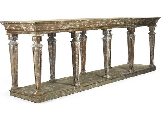 Colin Rectangular Console Table Distressed Umber Brown Pine Birch