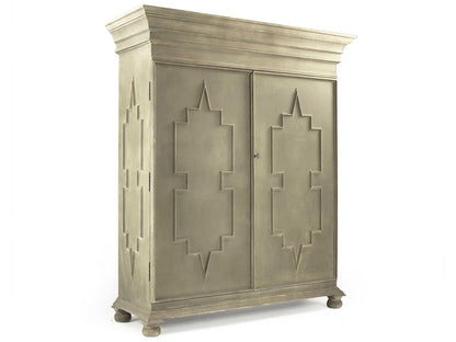 Enzo Olive Grey Wood Wardrobe Armoire with Adjustable Shelves